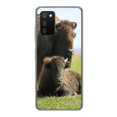 Produktbild von MuchoWow® Handyhülle Schutzhülle Hülle für Samsung Galaxy A03s Büffel - Gras - Kalb Silikon Softcase Handy Hülle - Schutz