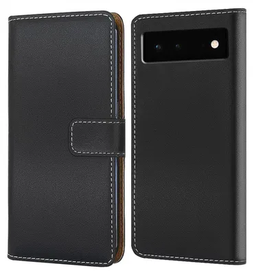 Produktbild von Handy Tasche für Google Pixel 6a Schutzhülle Bookstyle Etui Klapphülle Wallet Flip Cover Case Schwarz