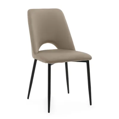 Produktbild von NEW HOME Stuhl ORO Esszimmerstuhl gepolsterter Wohnzimmerstuhl mit Steppung - dunkelbeige - moderne Samt Velour Möbel