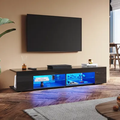 Immagine prodotto di Mobile TV SONNI Nero lucido 160 x 39 x 30 cm Dotato di striscia luminosa RGB e mobile contenitore
