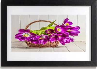 Produktbild von Bild 30x20 MDF-Rahmen Wandkunst Blumen im Korb