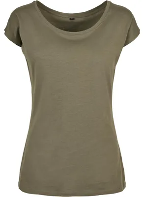 Productafbeelding van Bouw uw merk - T-shirt voor dames, wijde halslijn TN1777 (maat L) (olijfgroen)