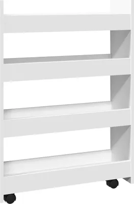 A white, four-tier storage cart with wheels.