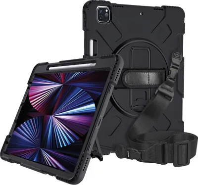 Produktbild von iPad Air 11 (2024/2025/2026) / Pro 11 (2018 t/m 2022) Hülle - Coverup Heavy Duty Case mit Schultergürtel - Schwarz