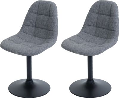 sada 2 jídelních židlí HWC-A60, kuchyňská otočná židle, ocel Tkanina /textil bouclé (450g/m²)  tmavě šedá