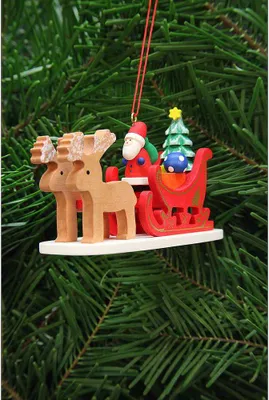 Produktbild von Christbaumschmuck Weihnachtsmann im Rentierschlitten (9,7cm) von Christian Ulbricht