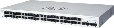 Productafbeelding van Cisco CBS220-48P-4X beheerde Layer 2 switch:- 48x10/100/1000 Base-T (RJ45) + 4x10GE SFP+ uplink poorten,- Doorvoercapaciteit: 176 Gbps,- Inclusief rack- en wandmontageset,- Geen stacking-functionaliteit,- Levert 382W PoE+