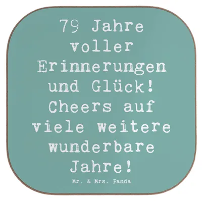 Produktbild von Mr. & Mrs. Panda Untersetzer für Gläser Spruch 79. Geburtstag Erinnerungen - Meeresbrise - Geschenk, Glück, Tasse, Geburtstagsgeschenk, Geschenkideen, Tischuntersetzer