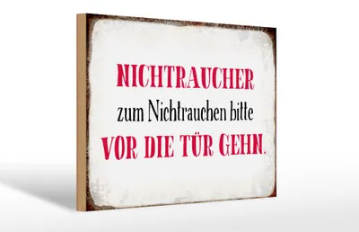 Produktbild von Holzschild Spruch 30x20cm Nichtraucher bitte vor die Tür