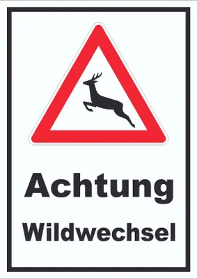 Produktbild von Schild Achtung Wildwechsel A4 (210x297mm)