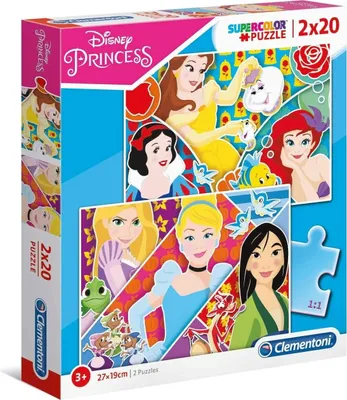 Image de Clementoni puzzle 2x20 Princesse super couleur 24766