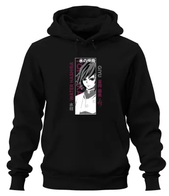 Productafbeelding van Demon Slayer Giyu Tomioka Water Hashira Anime Cadeau Manga Uni Hoodie, Zwart, Maat S