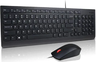 Zdjęcie produktu dla Lenovo 4X31R64420, Pełnowymiarowy (100%), Przewodowa, USB, Czarny, Dołączona myszka