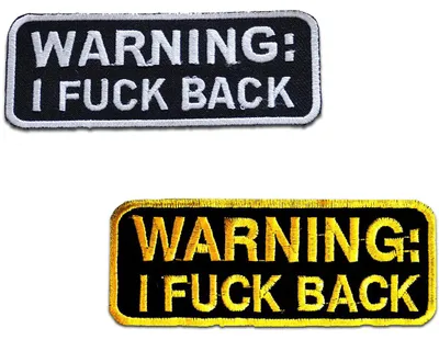 Produktbild von Warning I Fuck Back! Biker - Aufnäher, Bügelbild, Aufbügler, Applikationen, Patches, Flicken, Zum Aufbügeln, Größe: 9,3 x 3,9 cm