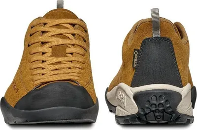 Mojito GTX Lifestyle Schuhe von Scarpa in braun mit schwarzer Sohle; Vorder- und Rückansicht.