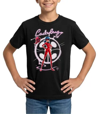 Produktbild von Spreadshirt Miraculous Ladybug Mit Tikki Teenager T-Shirt, 134/146 (9-11 Jahre), Schwarz