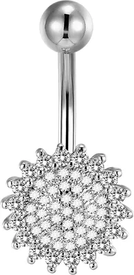 Produktbild von Karisma Titan G23 Bauchnabel Piercing Blume Zirkonia - Weiss HB128 - Silber