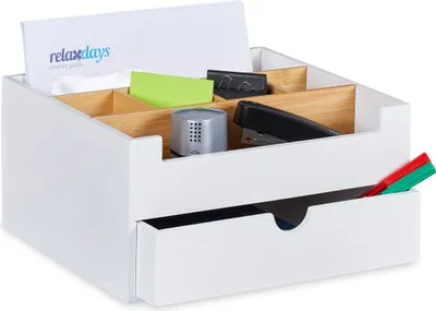 Produktbild von relaxdays Schreibtisch Organizer in Weiß