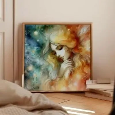Produktbild von Aquarell-Gemälde, Mädchenporträt, Leinwanddruck für Wanddekoration