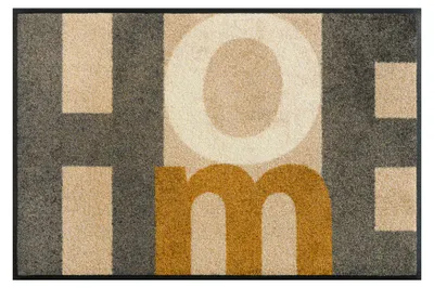 Produktbild von Floornovo Schmutzfangmatte Trend Design  - 75 cm x 50 cm - Wohnschrift - waschbare Fußmatte Innen und übderdachte Außenbereiche