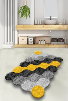 Produktbild von Mijolnir, Circle - Yellow, Badematten, Gelb, Polyester, 70 x 120 cm