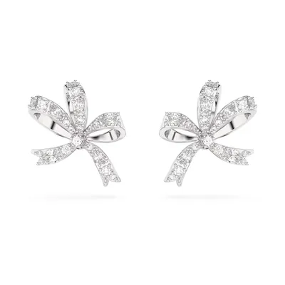 Produktbild von Swarovski Hyperbola Ohrstecker Schleife Klein Weiß Rhodiniert - Artikelnummer 5647579