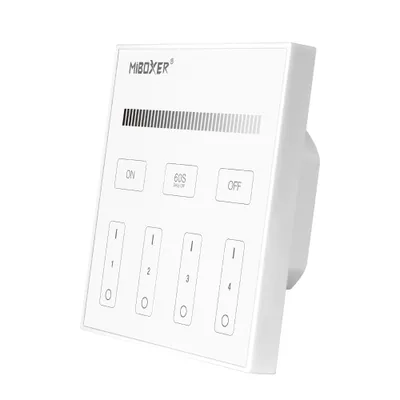 Zdjęcie produktu dla MiBoxer jednokolorowy kontroler ścienny panel dotykowy 4 strefy 2.4GHZ| 230V | T1 | instalacja ścienna