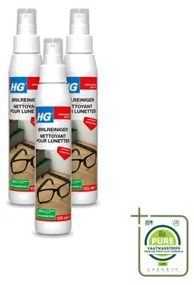 Produktbild von 3 x HG Brillenreiniger für glasklare Gläser - 125 ml - Großpackung - 3 Stücke