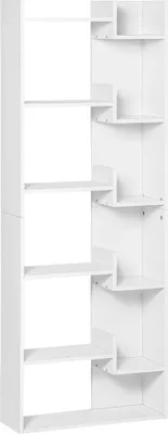 Produktbild von HOMCOM Bücherregal, 6-stöckig, hohes Bücherregal, modernes Bücherregal, unregelmäßiges Design, für Wohnzimmer, Schlafzimmer, Büro, 60 x 21 x 162,5 cm, Weiß