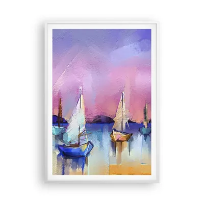 Produktbild von Gerahmtes Poster - Weißer Rahmen - Segelboot See - 70x100 cm - Wand Bild - Wanddeko - Wandbilder - Kunstposter - Wandposter - Bilderrahmen - Bilder - Kunstdruck - Wandbild - P2WPA70x100-4099