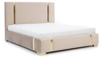 Produktbild von Beiges Edelstahlbett Schlafzimmer Betten Modernes Polsterbett Möbel Neu