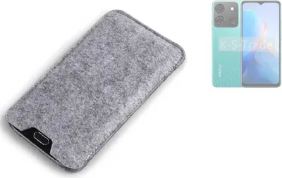 Produktbild von K-S-Trade Filz Handyhülle kompatibel mit Infinix Smart 7 Plus Schutzhülle Filztasche Filz Tasche Case Sleeve Handy Hülle Filzhülle grau