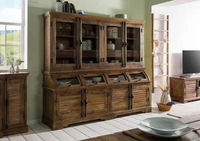 Produktbild von MASSIVMOEBEL24 Buffet Mango 210x55x190 dunkelbraun geölt RODEZ #154