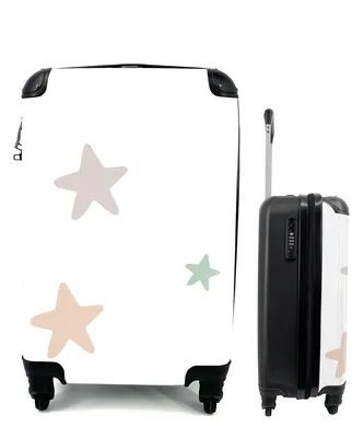 Produktbild von MuchoWow® Koffer Handgepäck Trolley Rollkoffer Kleine Reisekoffer mit 4 Rollen - Sterne - Pastell - Mädchen - Jungen - Kinder - Cabin Size < 55x40x23 cm & 55x40x20 cm - Kinderkoffer - Kabinenkoffer - Boardgepäck - Reise-Box - Reisekoffer - Reisegepäck - Koffer mit Bild - Trolley für Kinder