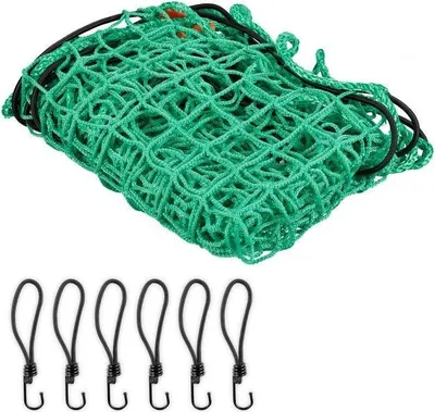 Produktbild von Grünes Ahängernetz 1,5 x 2,2 m zur Ladungssicherung, reißfest, wetterbeständig, mit elastischem Seil und Spannhaken