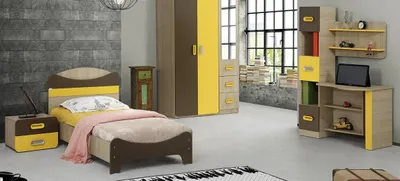 Obrázek produktu pro Moderní set noční stolek k posteli žlutohnědý designový nábytek 3ks.