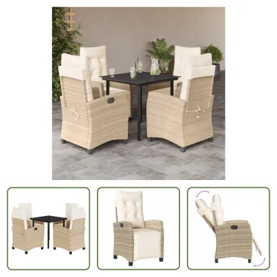 Produktbild von The Living Store 5-tlg. Garten-Essgruppe mit Kissen Beige Poly Rattan