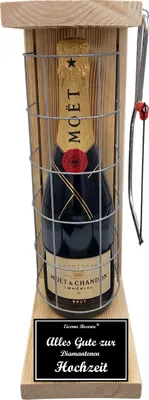 Produktbild von Moet -Alles Gute zur Diamantenen Hochzeit - Eiserne Reserve Gitterkäfig Geschenk zur Diamantenen Hochzeit