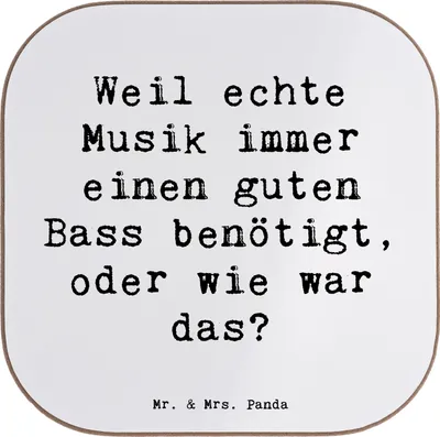Produktbild von Mr. & Mrs. Panda Tischuntersetzer Spruch Schlagzeug Basswunder - Weiß - Geschenk, Holzuntersetzer, Beats, gläseruntersetzer, Musikinstrumente, Untersetzer für Gläser