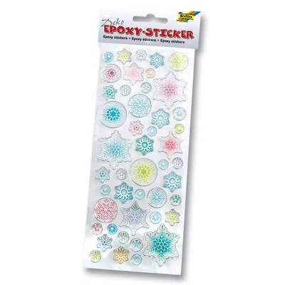 Produktbild von folia 16202 3D Deko Epoxy Sticker, Motiv Eiskristalle Weihnachten Set 2, mehrfarbig (1 Set)