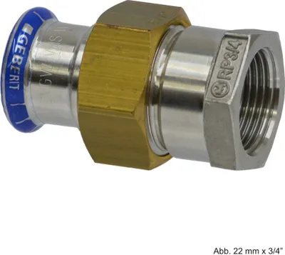Produktbild von Geberit Mapress Edelstahl Übergangsverschraubung mit ÜWM Messing, 15mm x 1/2" IG