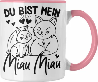 Produktbild von Trendation - Tasse Du Bist Mein Miau Miau Geschenkidee für Katzenbesitzer Valentinstag Liebe Süßes Geschenk (Rosa)