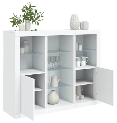 Produktbild von vidaXL Sideboards mit LED-Leuchten 3 Stk. Weiß Holzwerkstoff