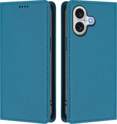 Image de Etui en cuir pour iPhone 17, étui magnétique en cuirPolyuréthaneavec support Lake blue
