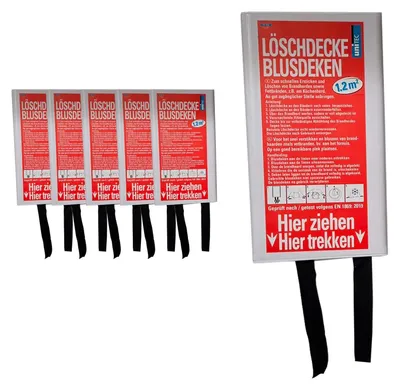 Produktbild von Feuerlöschdecke, Löschdecke, Feuerschutzdecke, Notfall-Überlebens-Sicherheitsabdeckung für Küche, Fiberglasdecke, 110 x 110 cm, Menge:6 Stück