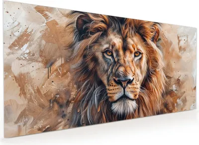 Produktbild von Küchenrückwand Spritzschutz Glas mit Motiv Löwe Porträt 40 x 40 cm