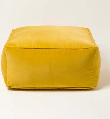 Produktbild von HOMESCAPES Samt Sitzpouf senfgelb – Sitzsack eckig, 60x60x27 cm