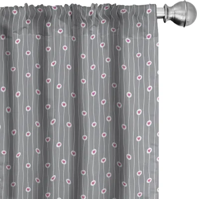 Produktbild von ABAKUHAUS Liebe Vorhänge, Gardinen, Süßer Valentinstag Themed Muster mit Herz auf Curvilinear Stripes, 2 Stück 75 x 225 cm, Grau Pale Fuchsia Weiß