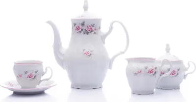 Produktbild von Kaffeeservice, tschechisches Porzellan, 170 ml, Bernadotte, rosa, rosa Linie, 15 d., Thun 1794