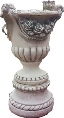 Produktbild von Schöne Amphore auf Sockel als Set bestehend aus Steinguss perfekt für den Garten die Terrasse oder den Vorgarten ist Witterungsbeständig und Neu 111cm H, PO-166u5725